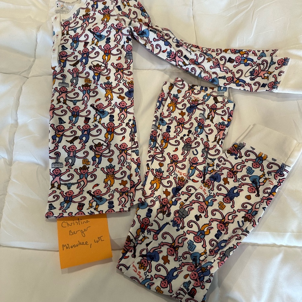 Roller Rabbit Texas Monkey Pajama Set NWOT